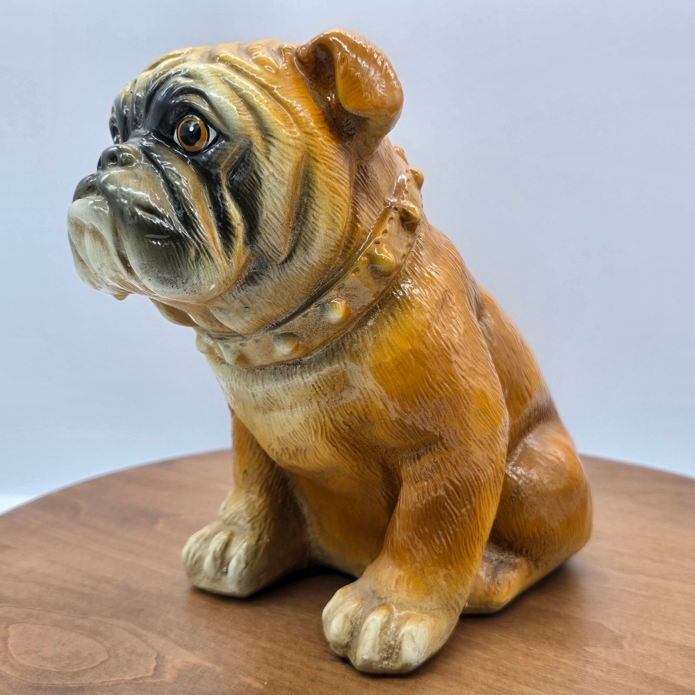Vintage Mack Truck English Bulldog Figurine Brown Ceramic Resin 8"‎ Height